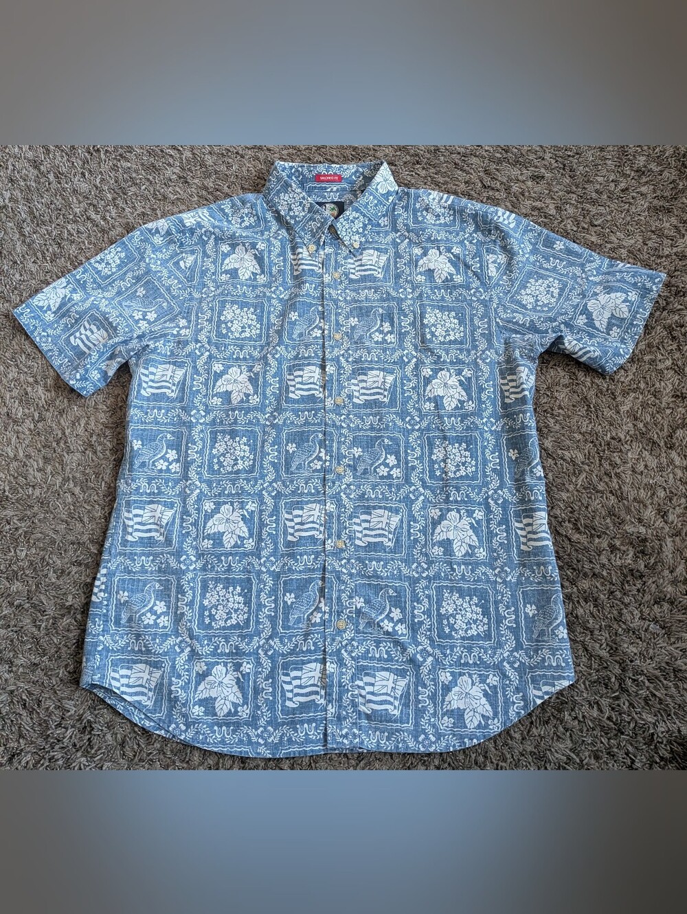 Reyn Spooner Blue Tailored Fit Lahaina Sailor Short Sleeve Button Up Men's XL